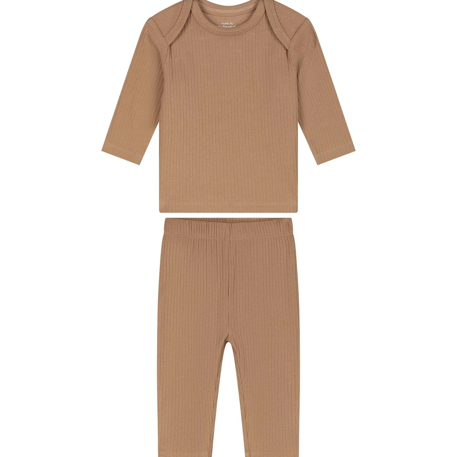 Pyjama's|Pyjama's*Prénatal Prenatal baby rib pyjama beige Dark Sand Brown