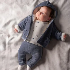 Sokjes & Slofjes|Jassen* Prenatal Limited jas, overslag shirt, broek & sokken Steel Blue