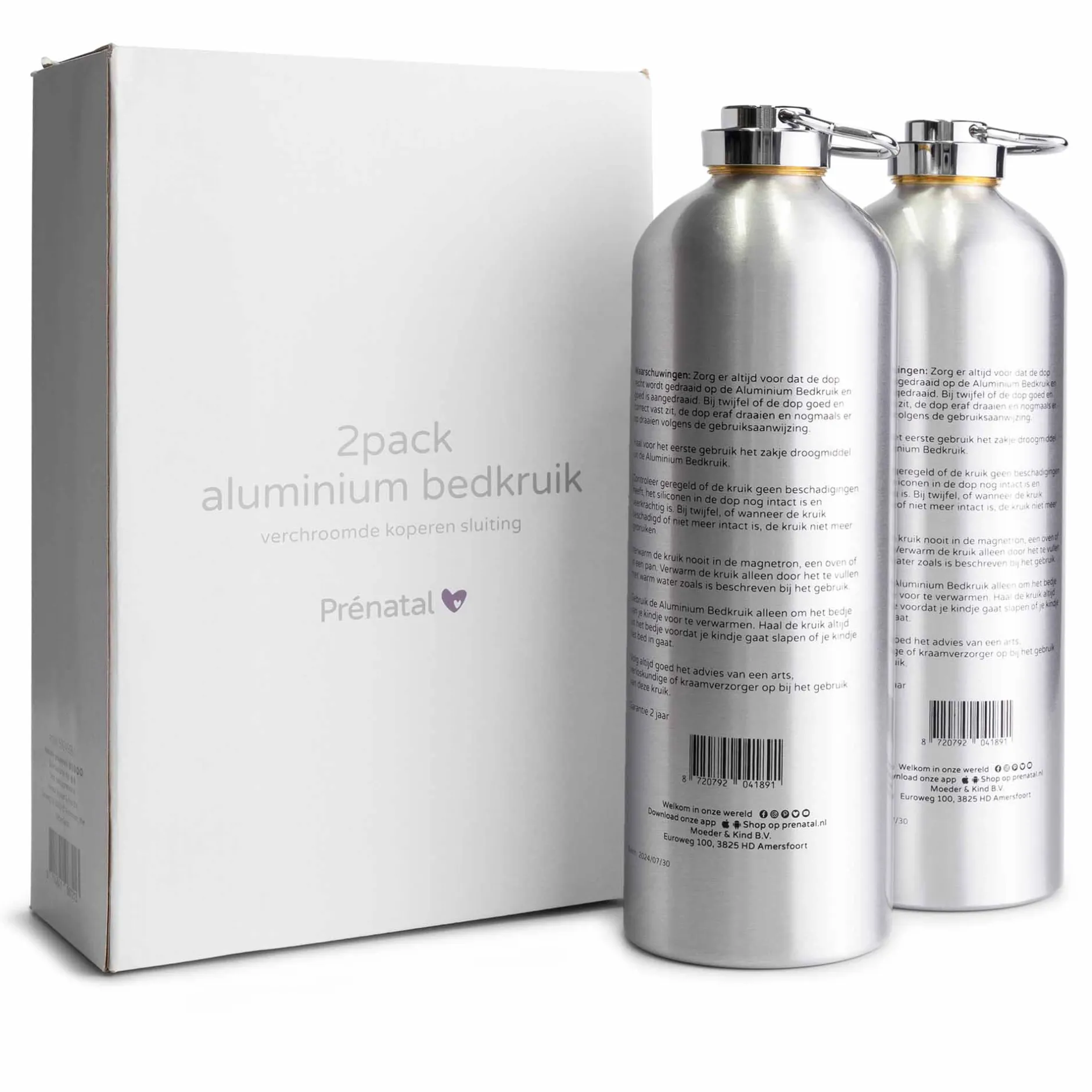 Kruiken & Kruikenzakken|Kruiken & Kruikenzakken*Prénatal Aluminium Kruik 2Pack naturel