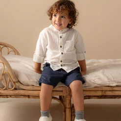 Broeken & Tuinbroeken|Broeken*Prénatal baby broek  effen blauw Dark Bluegrey