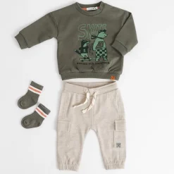 Broeken & Tuinbroeken|Broeken*Prénatal baby broek  effen grijs Dark Brown Melange