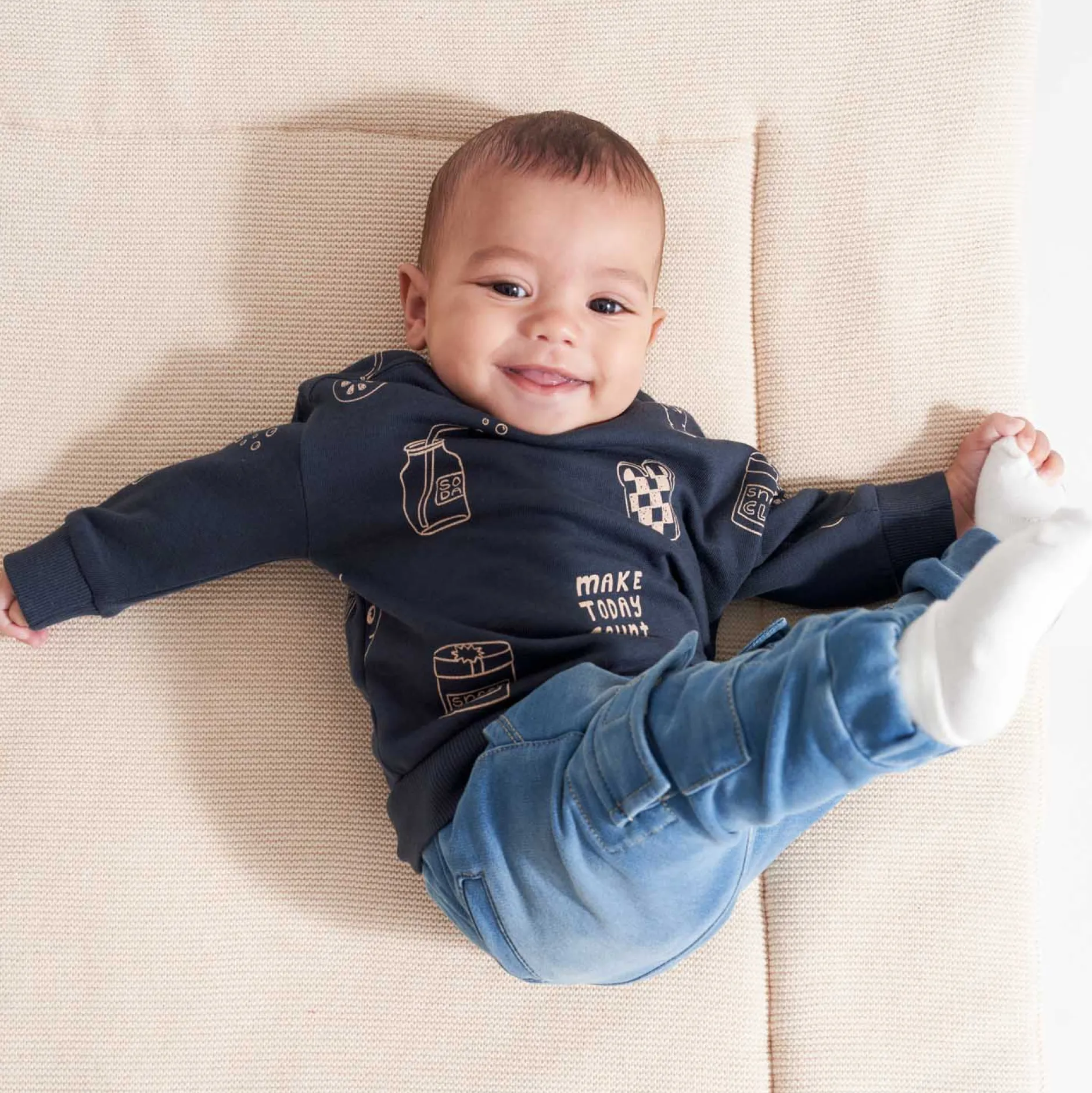 Broeken & Tuinbroeken|Jeans*Prénatal baby broek effen blauw Light Blue Denim