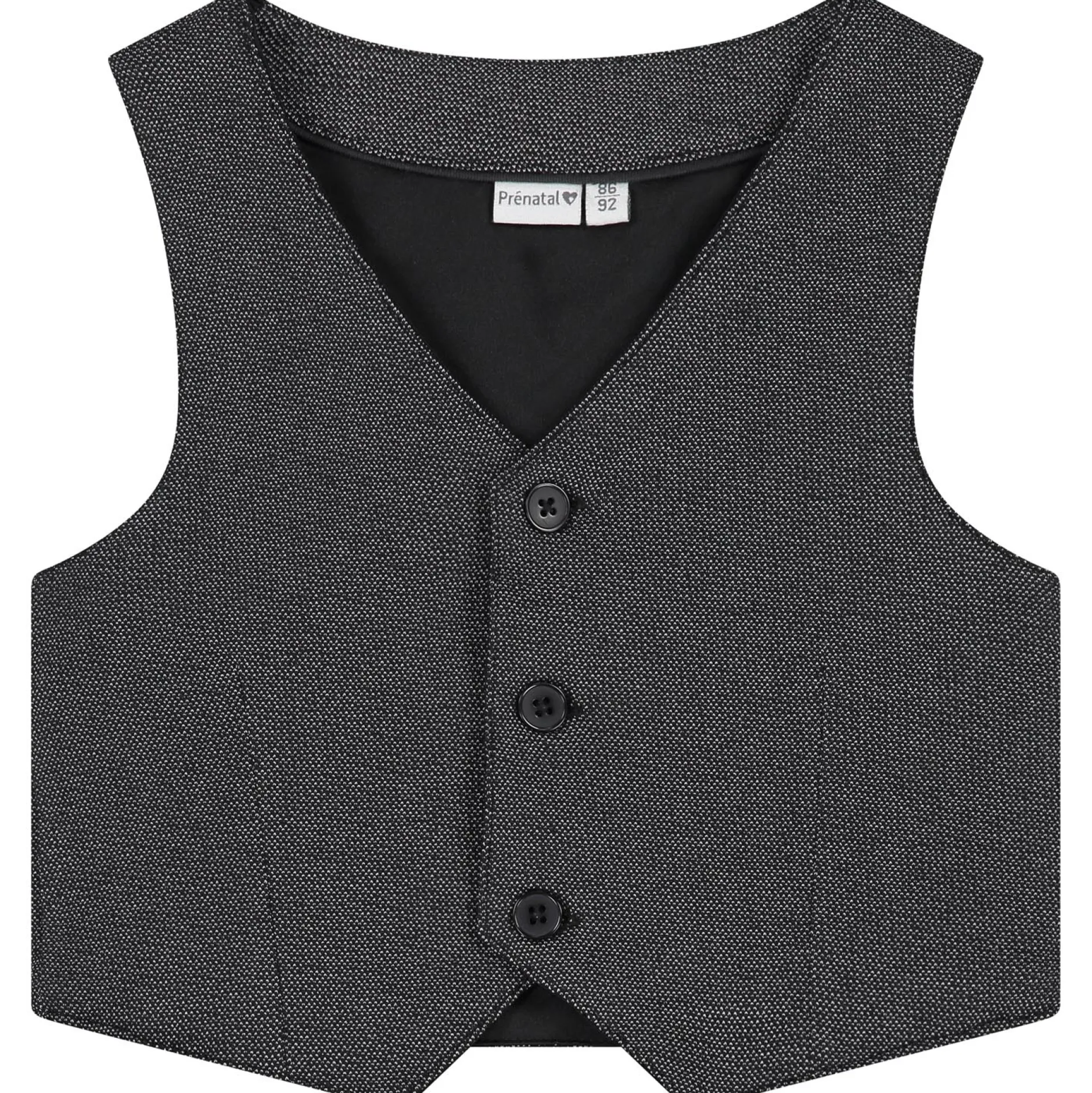 Truien & Vesten|Vesten*Prénatal baby gilet mouwloos effen antraciet Grey Melee Dark