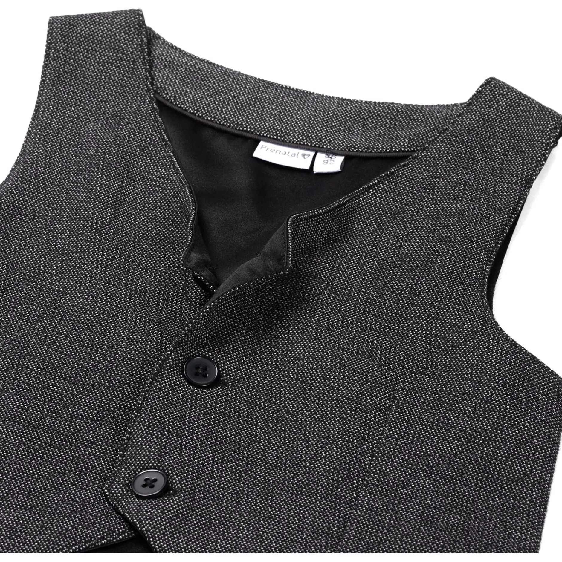 Truien & Vesten|Vesten*Prénatal baby gilet mouwloos effen antraciet Grey Melee Dark