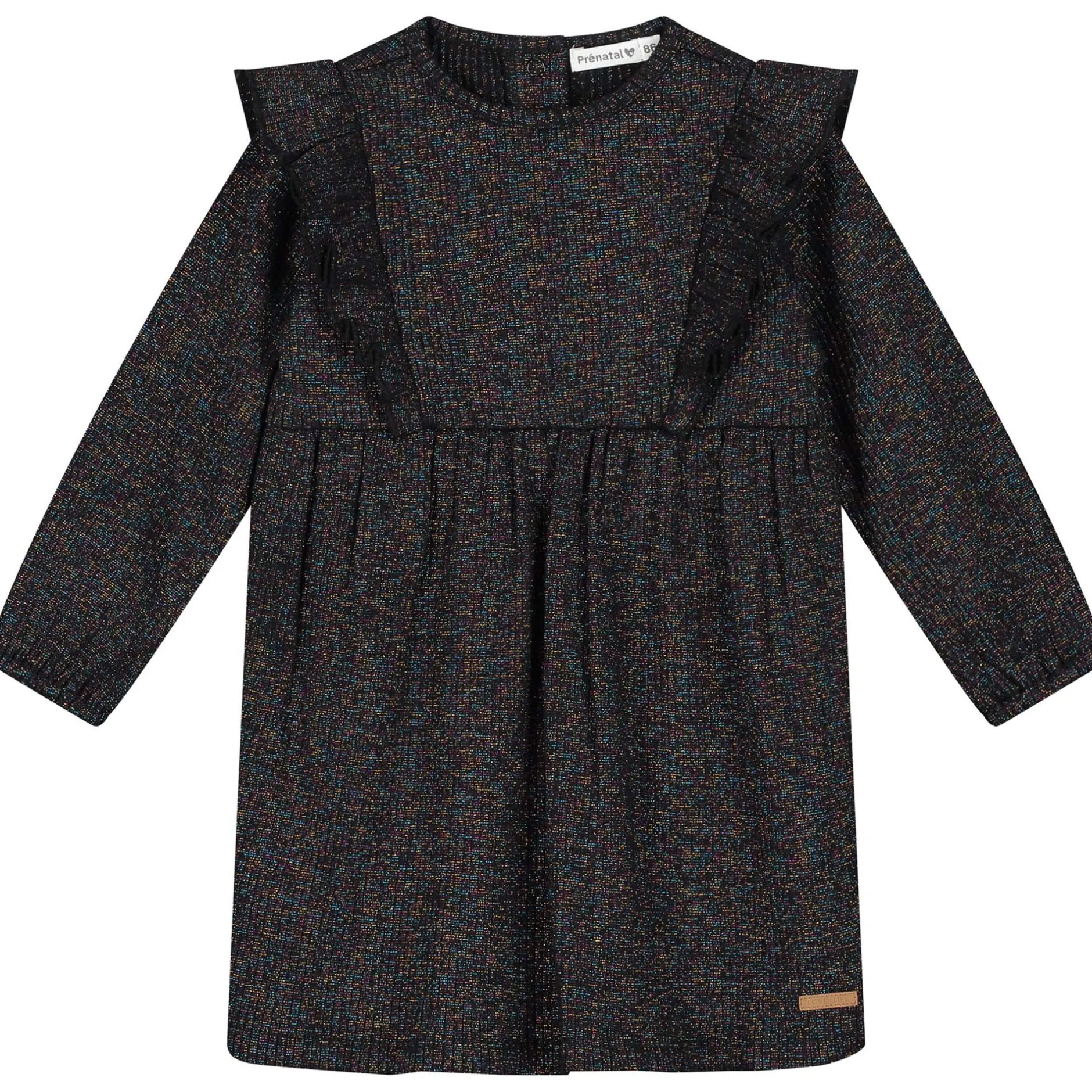 Jurken & Rokken|Jurken & Rokken*Prénatal baby jurk glitter lange mouwen effen zwart Night Black