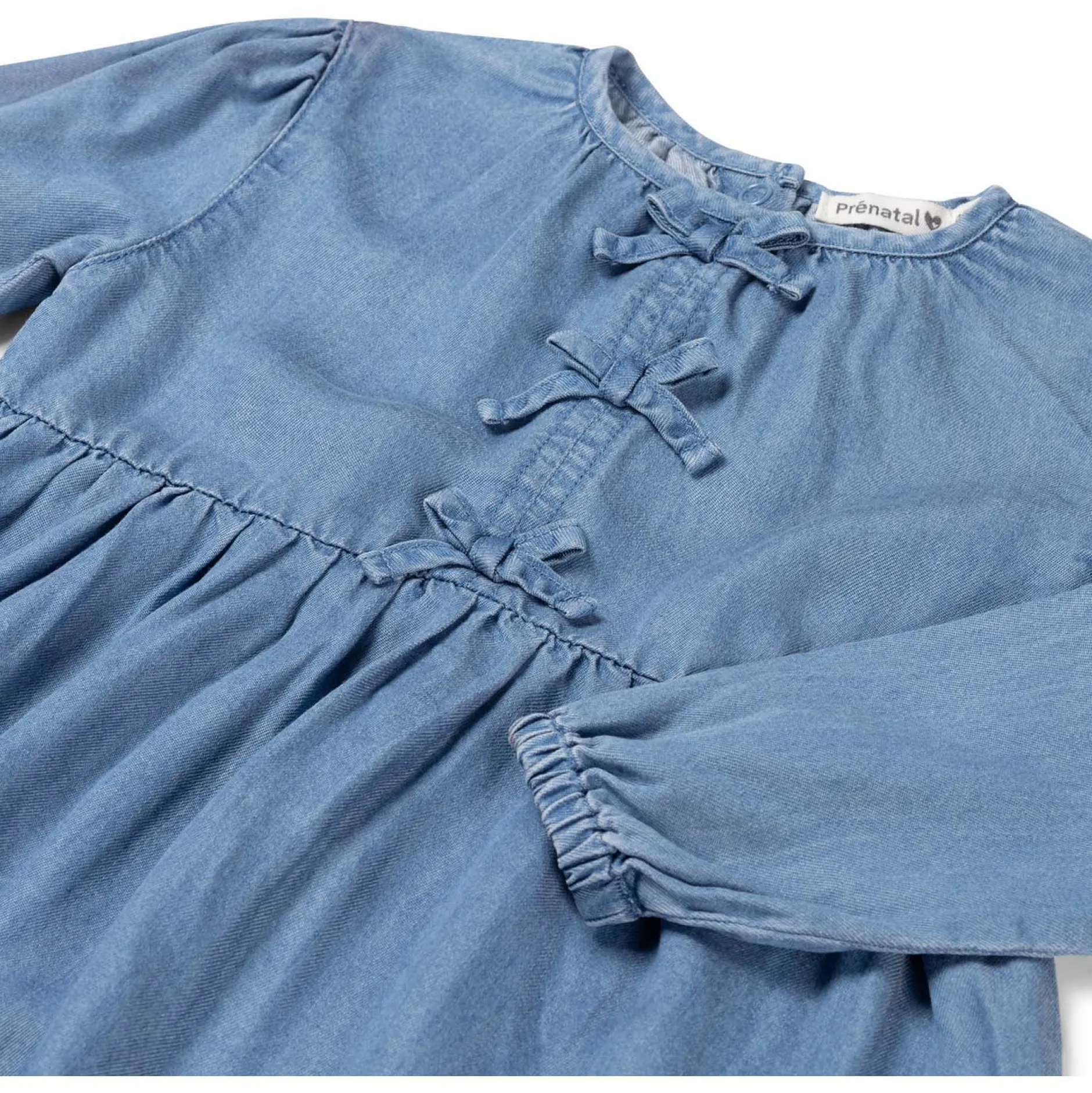 Jurken & Rokken|Jurken & Rokken*Prénatal baby jurk lange mouwen effen blauw Mid Blue Denim