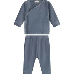 Pyjama's|Pyjama's*Prénatal baby pyjama rib velour blauw Steel Blue