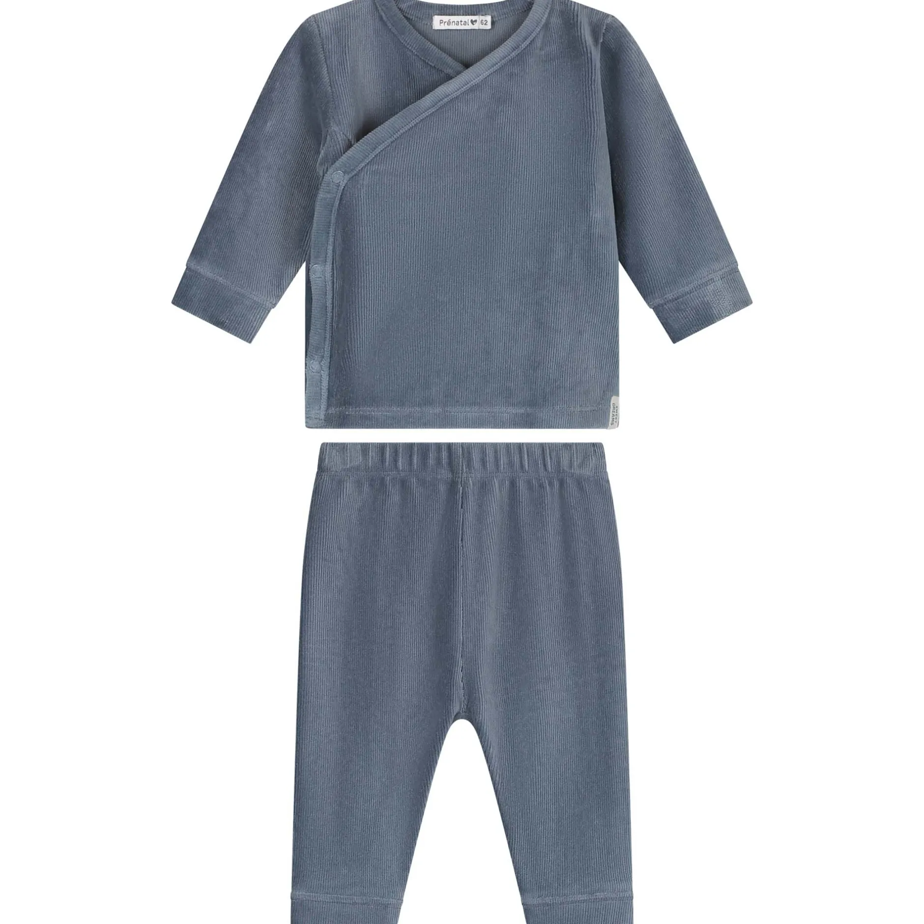 Pyjama's|Pyjama's*Prénatal baby pyjama rib velour blauw Steel Blue