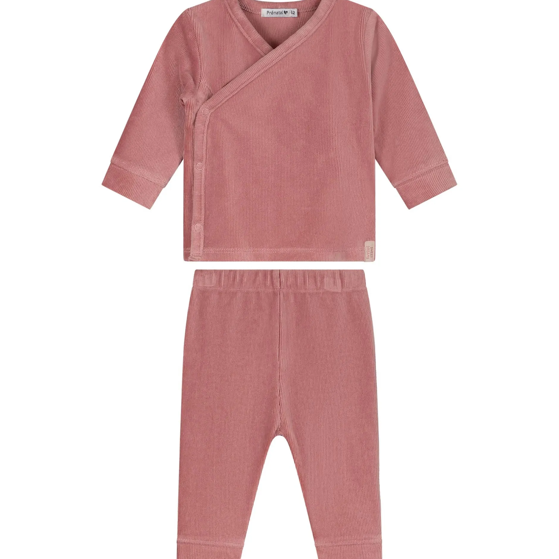 Pyjama's|Pyjama's*Prénatal baby pyjama rib velour roze Dark Pink