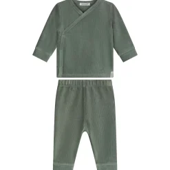 Pyjama's|Pyjama's*Prénatal baby pyjama rib velour groen Dark Greenshade