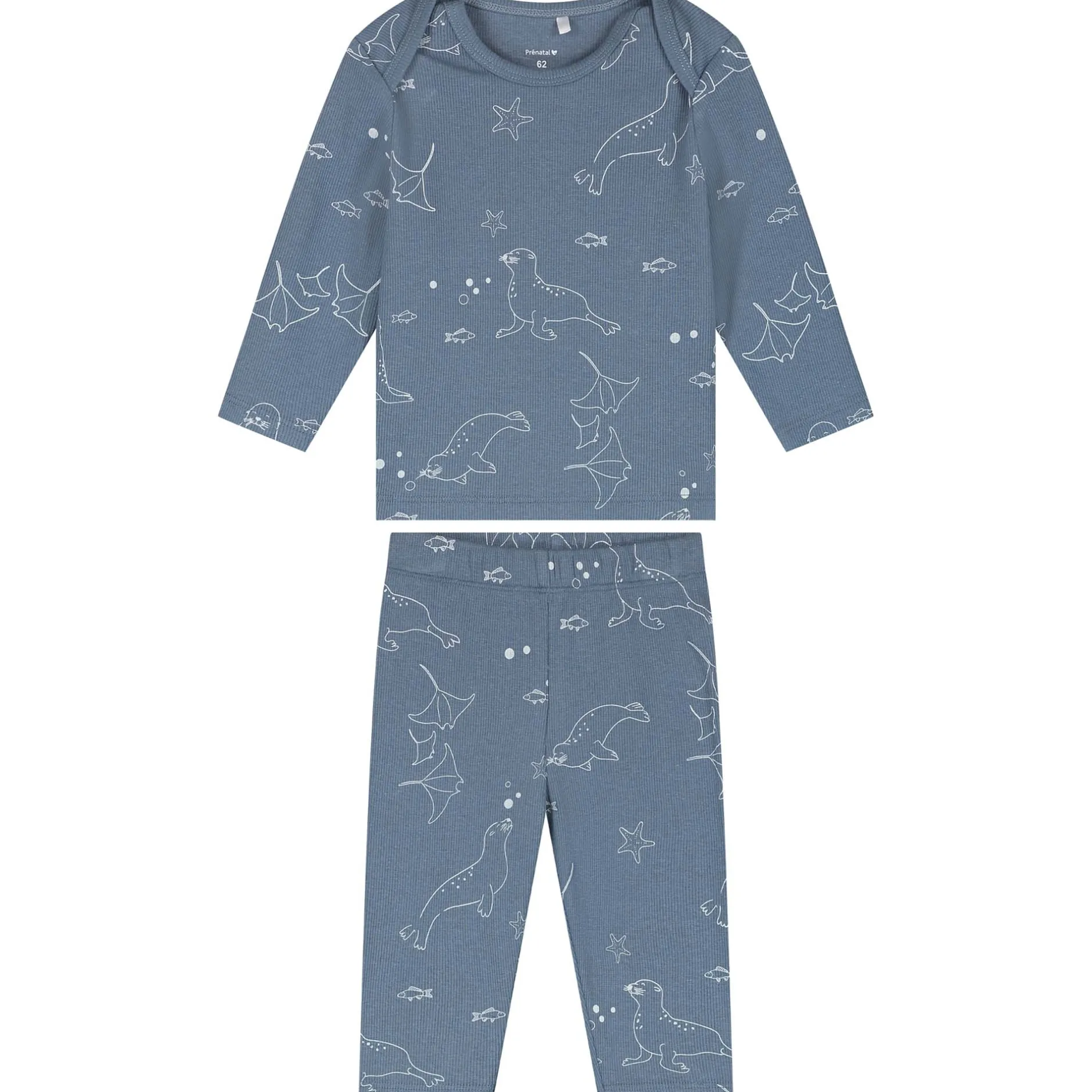Pyjama's|Pyjama's*Prénatal baby pyjama zeehond rib blauw Steel Blue