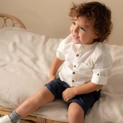 Broeken & Tuinbroeken|Broeken*Prénatal baby short  effen blauw Dark Bluegrey
