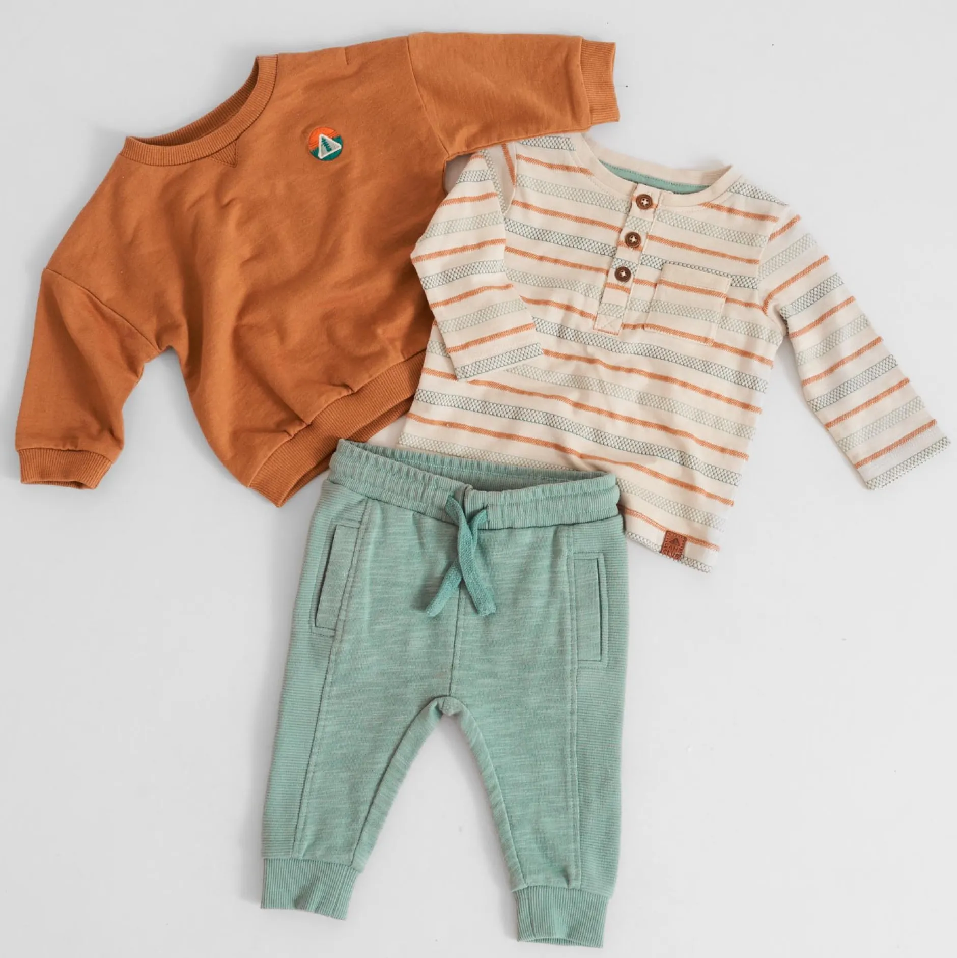 Truien & Vesten|Truien & Sweaters*Prénatal baby sweater lange mouwen logo bruin Dark Yellow Brown