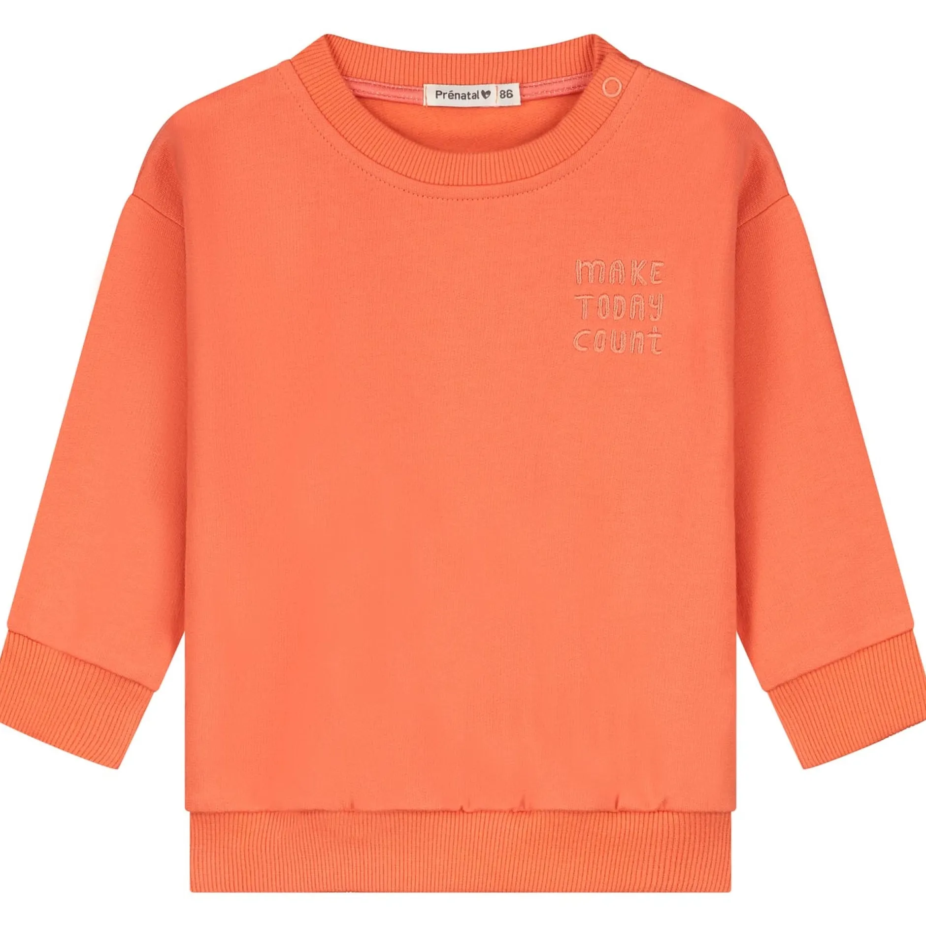 Truien & Vesten|Truien & Sweaters*Prénatal baby sweater lange mouwen effen oranje Coralred