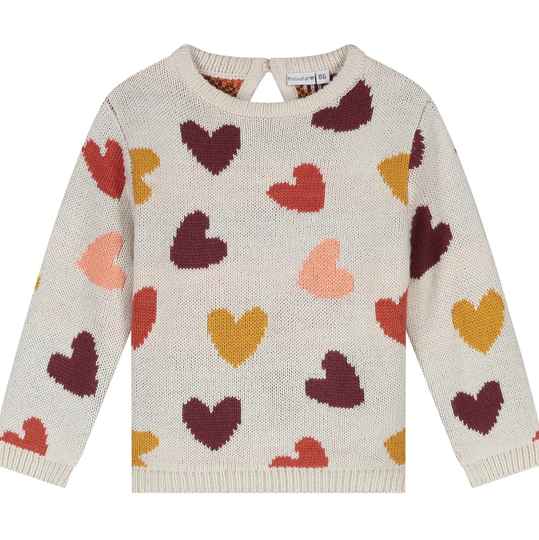 Truien & Vesten|Shirts & Blouses*Prénatal baby sweater lange mouwen hartjes multi Light Brown Melange