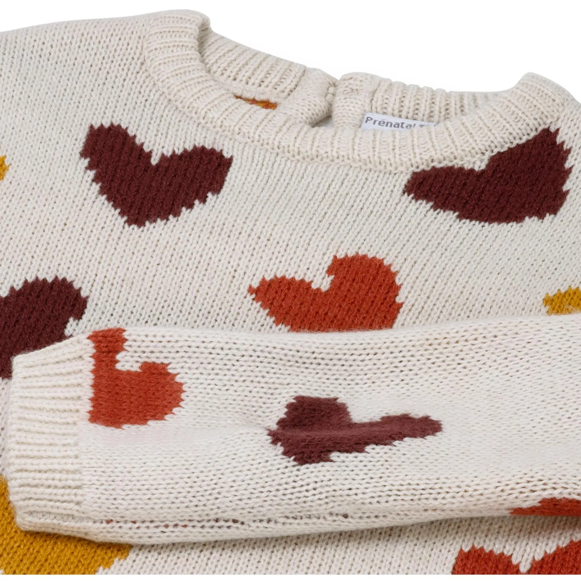 Truien & Vesten|Shirts & Blouses*Prénatal baby sweater lange mouwen hartjes multi Light Brown Melange