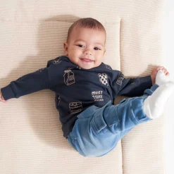 Truien & Vesten|Truien & Sweaters*Prénatal baby sweater lange mouwen all over print blauw Dark Bluegrey