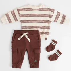 Truien & Vesten|Truien & Sweaters*Prénatal baby sweater lange mouwen strepen bruin Chocolatbrown
