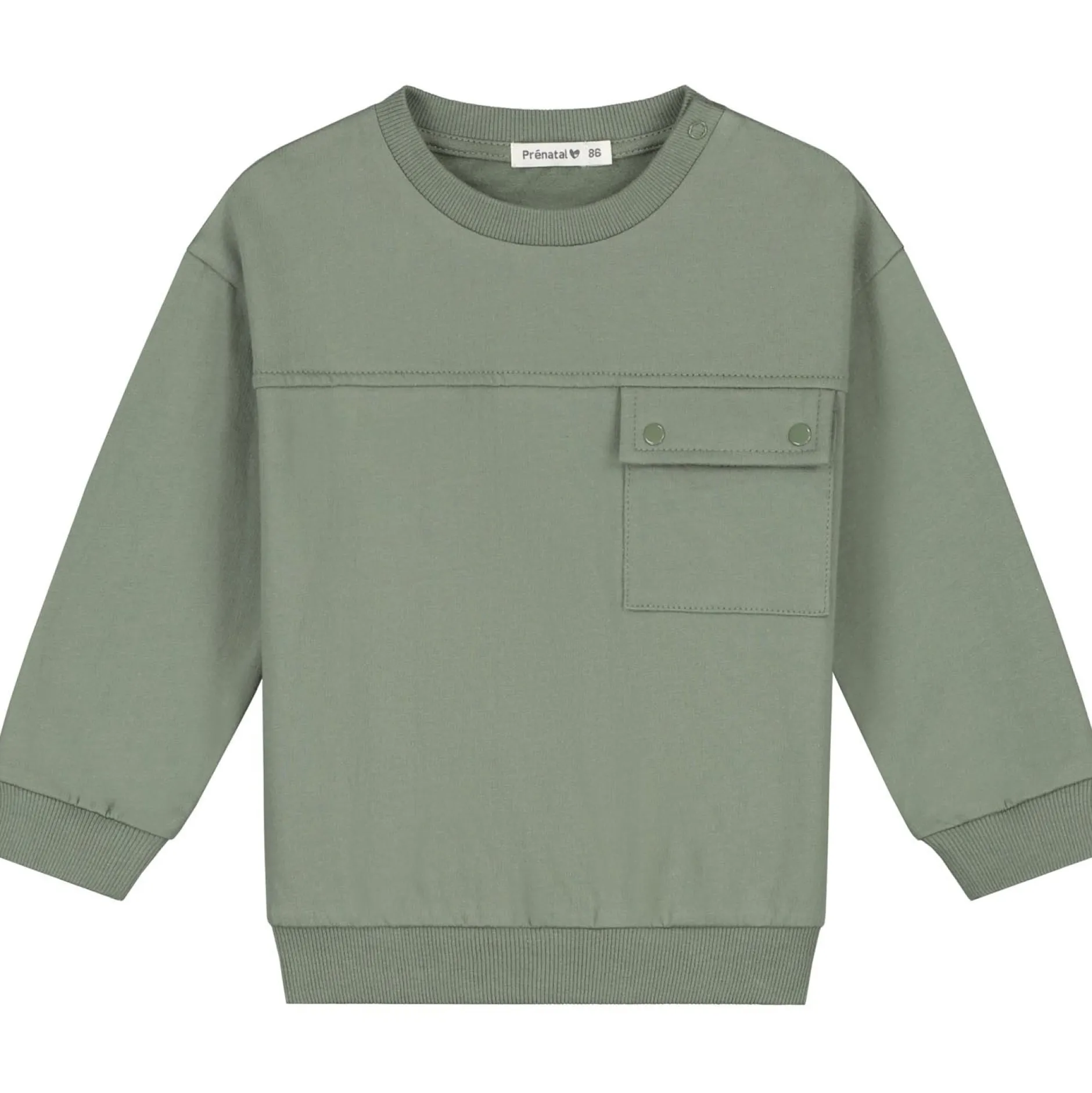 Truien & Vesten|Truien & Sweaters*Prénatal baby sweater lange mouwen effen groen Light Khaki Green