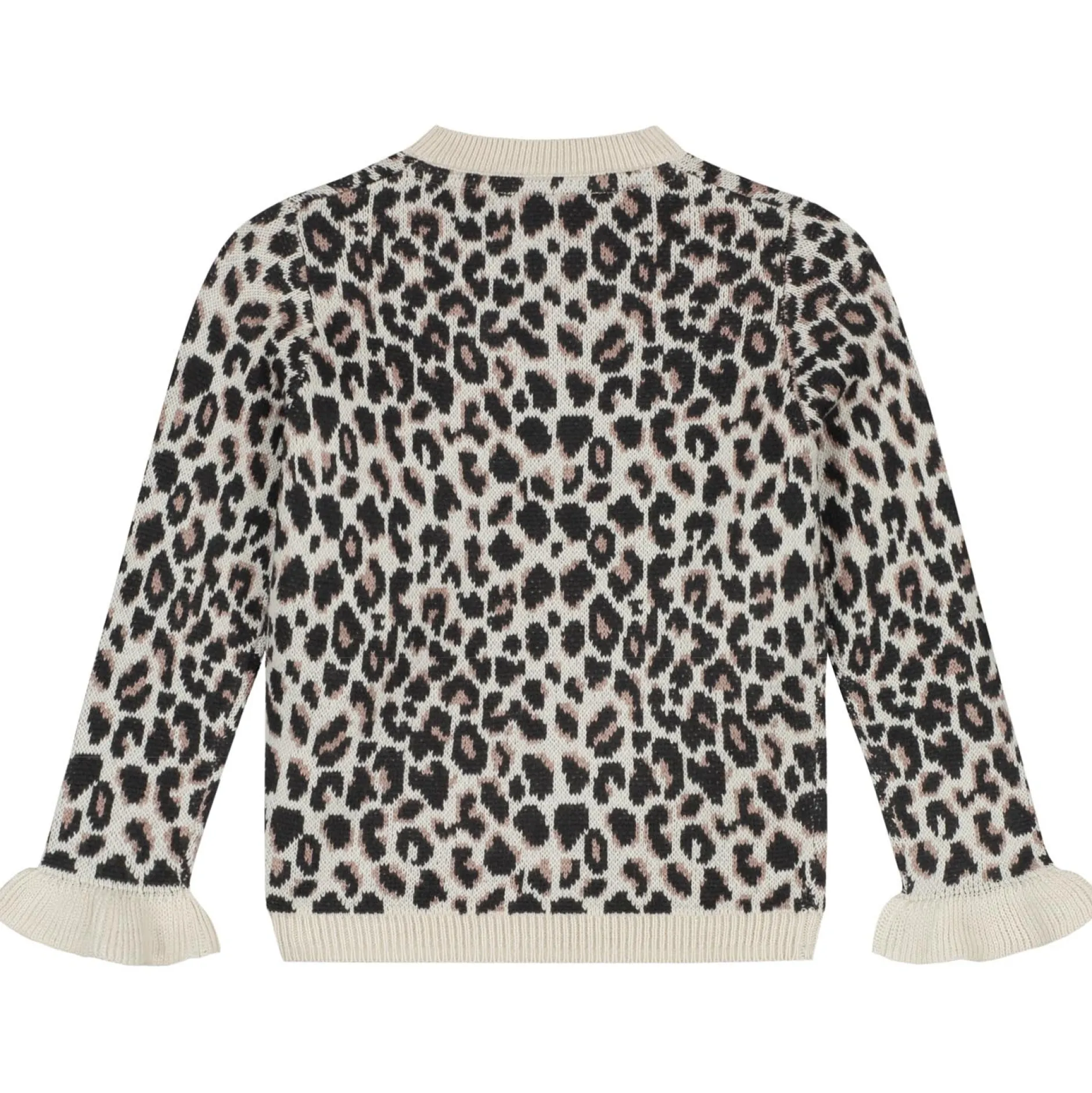 Truien & Vesten|Vesten*Prénatal baby vest lange mouwen panterprint beige Almond