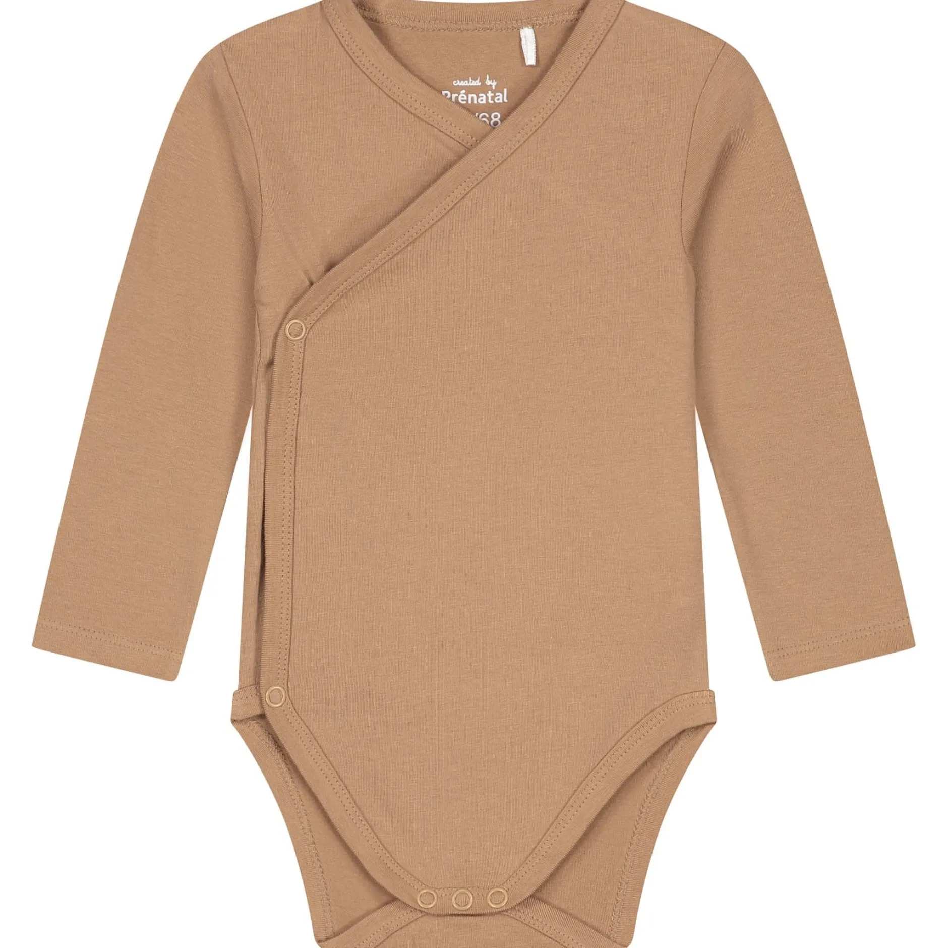 Rompers|Rompers*Prénatal basis romper met overslag lange mouwen effen bruin Dark Sand Brown