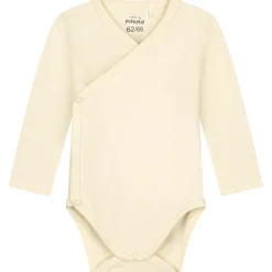 Rompers|Rompers*Prénatal basis romper met overslag lange mouwen effen beige Light Ecru