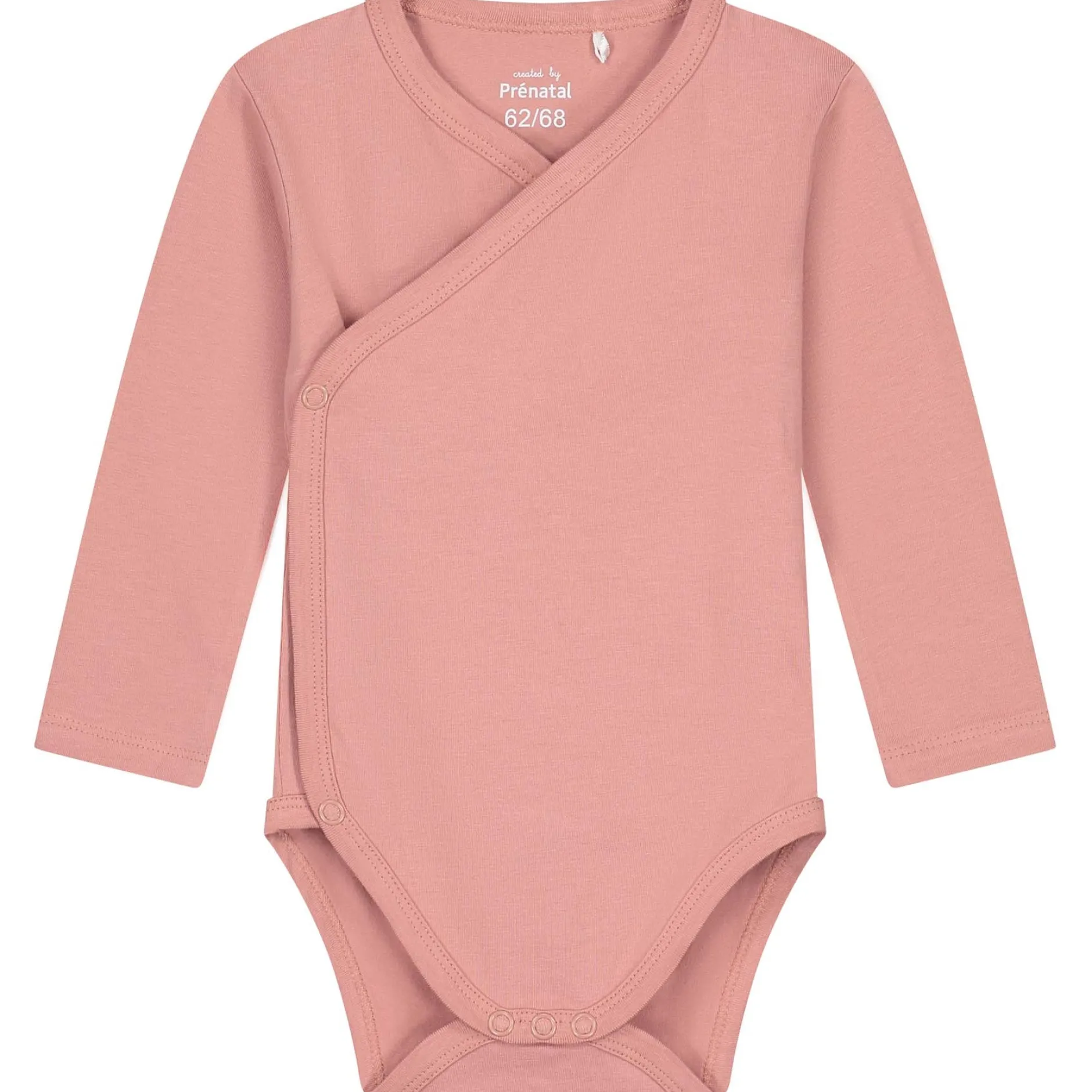 Rompers|Rompers*Prénatal basis romper met overslag lange mouwen effen roze Dark Pink