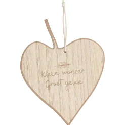 Feestartikelen|Kraamcadeaus*Prénatal hanger hart hout Brown