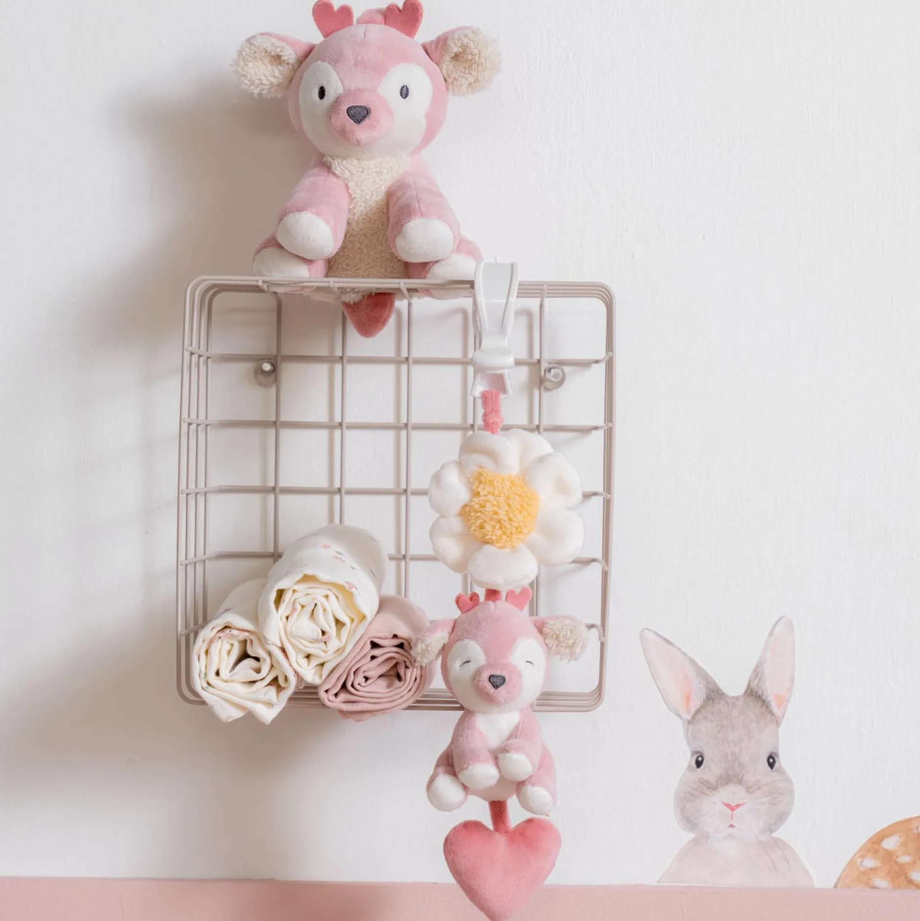 Hangspeelgoed|Speelgoed Voor Onderweg*Prénatal hangspeeltje hert Powder Pink