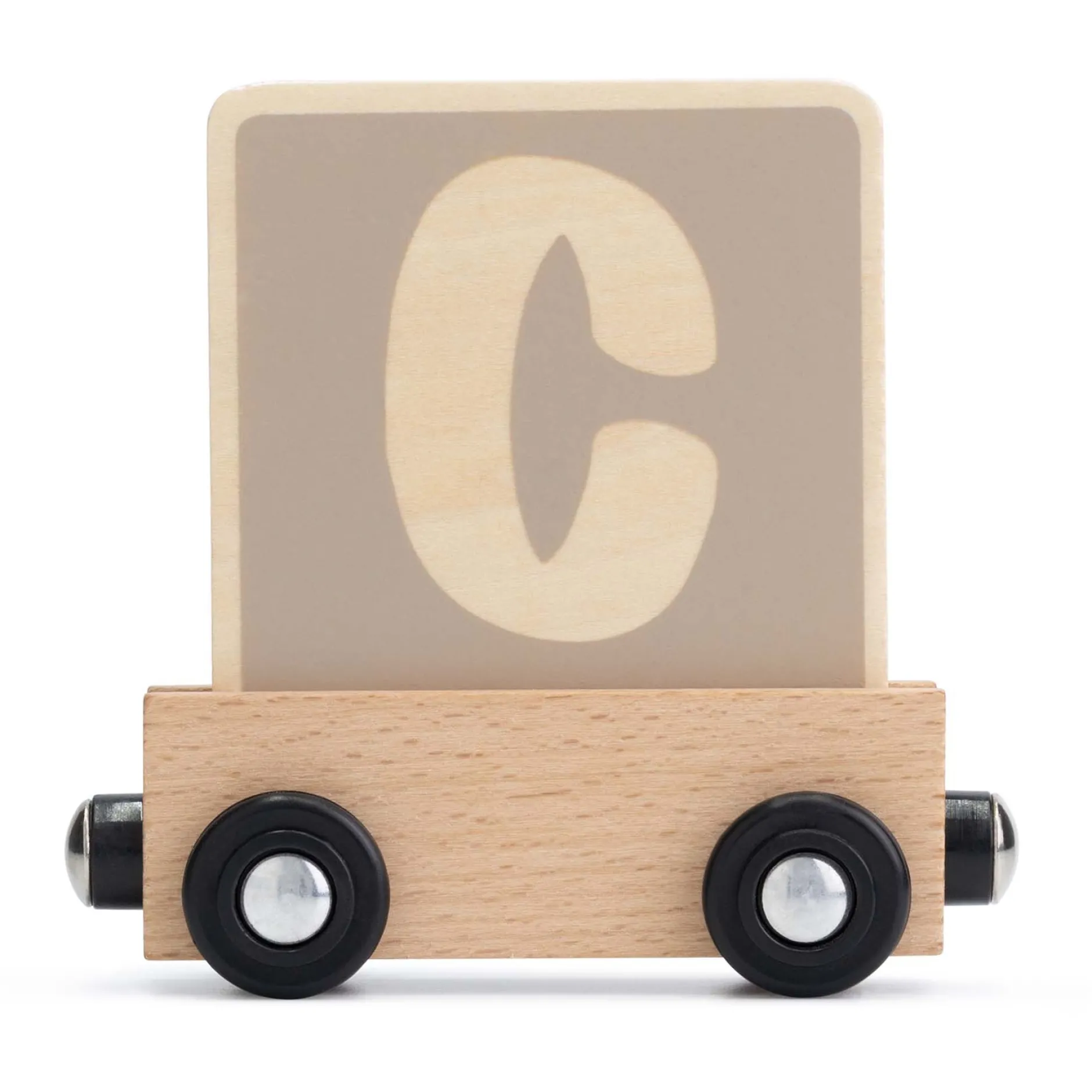 Lettertreinen*Prénatal houten namentrein letter C Taupebrown