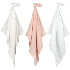Doeken & Luiers*Prénatal hydrofiele luiers bloemen 3 stuks roze