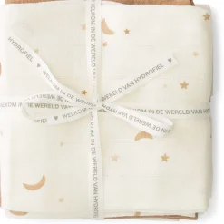 Doeken & Luiers*Prénatal hydrofiele luiers star en moon 3 stuks  beige
