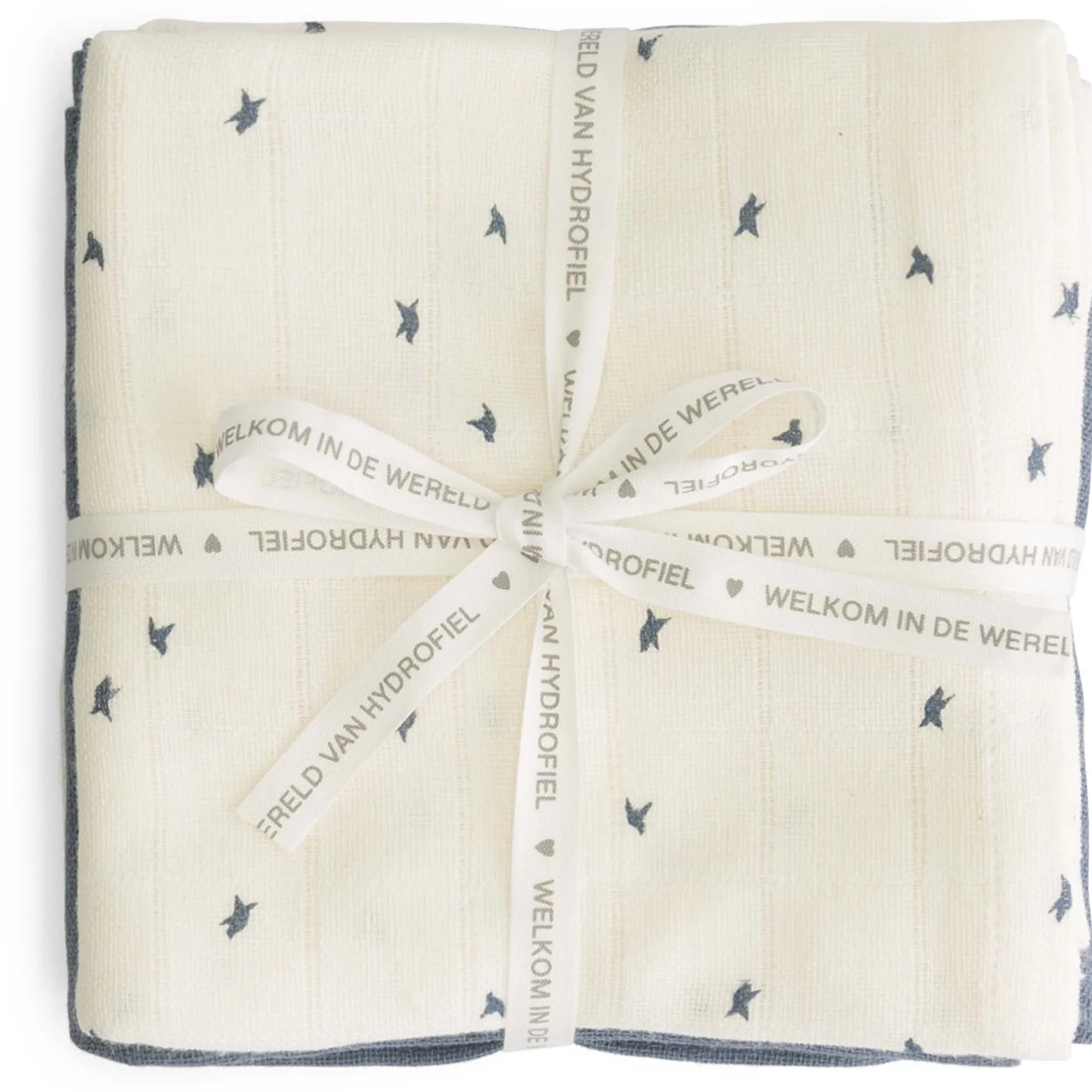 Doeken & Luiers*Prénatal hydrofiele luiers vogeltjes 3 stuks blauw