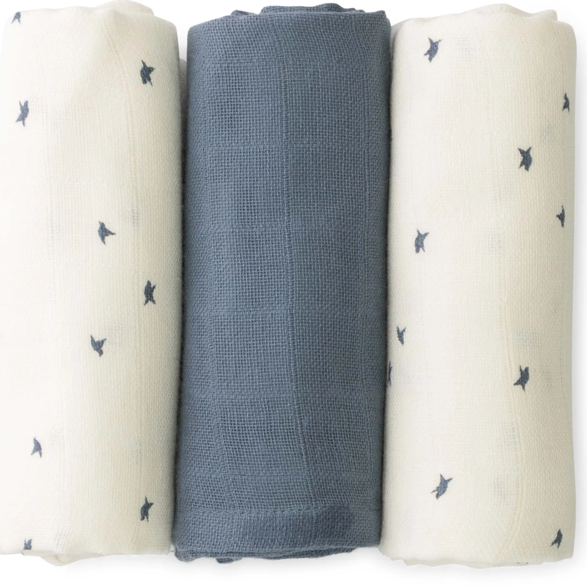 Doeken & Luiers*Prénatal hydrofiele luiers vogeltjes 3 stuks blauw