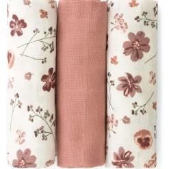Doeken & Luiers*Prénatal hydrofiele luiers bloemen 3 stuks roze