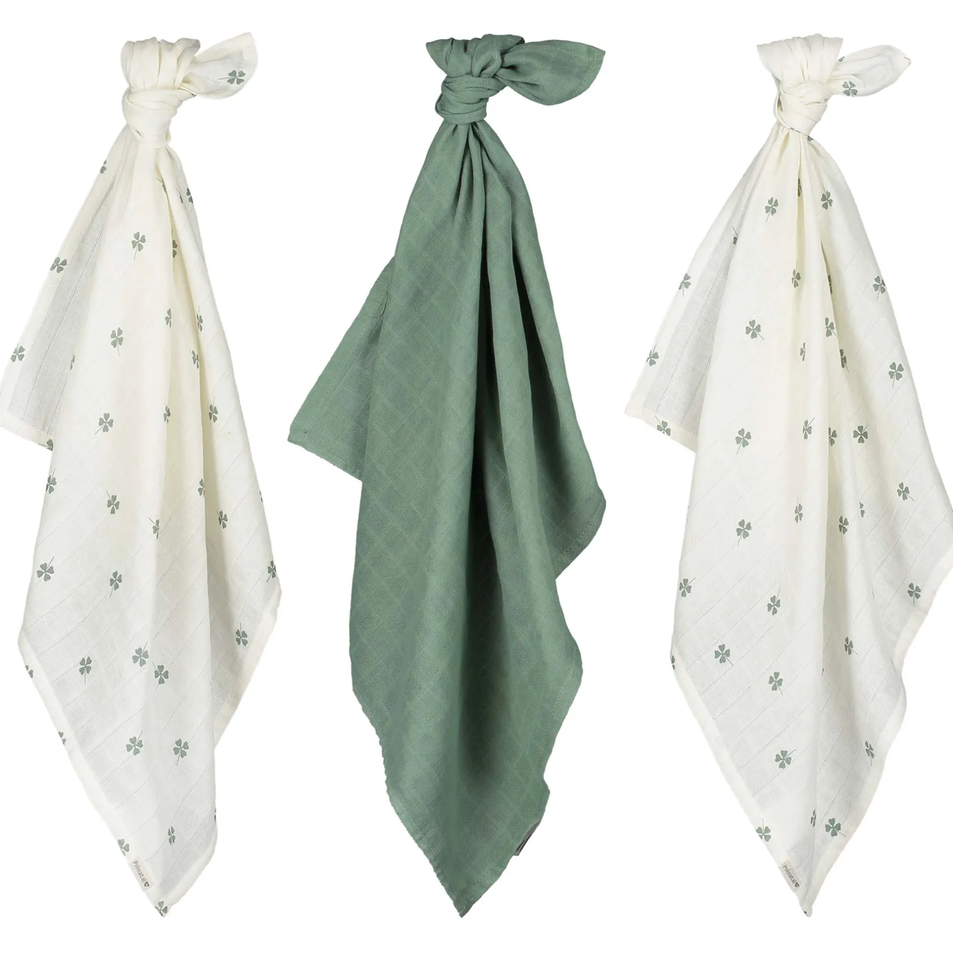 Doeken & Luiers*Prénatal hydrofiele luiers klavertjes 3 stuks groen