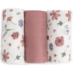 Doeken & Luiers*Prénatal hydrofiele luiers Bloem 3 stuks  roze