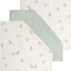 Monddoekjes|Monddoekjes*Prénatal hydrofiele monddoek kleine vriendjes 3 stuks wit