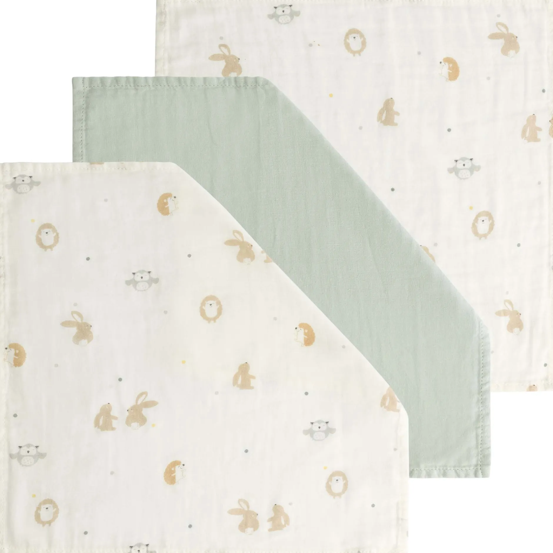 Monddoekjes|Monddoekjes*Prénatal hydrofiele monddoek kleine vriendjes 3 stuks wit