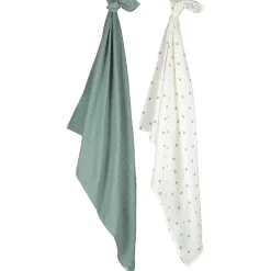 Doeken & Luiers*Prénatal hydrofiele multidoeken klavertjes 2 stuks  groen