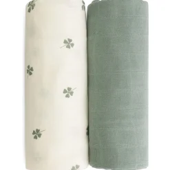 Doeken & Luiers*Prénatal hydrofiele multidoeken klavertjes 2 stuks  groen