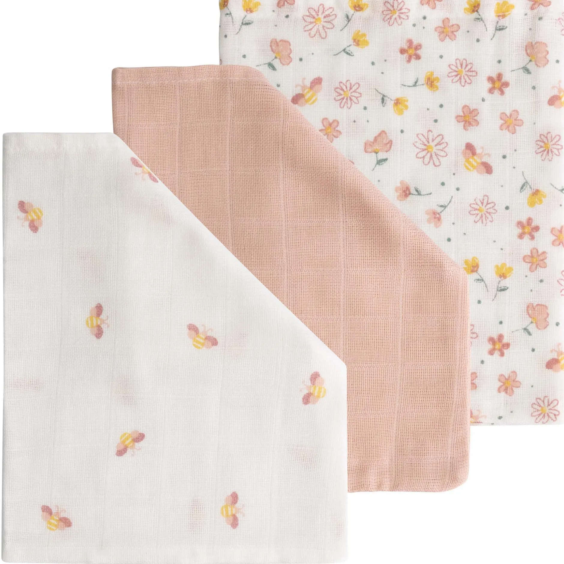 Washandjes*Prénatal hydrofiele washandjes 3 stuks roze