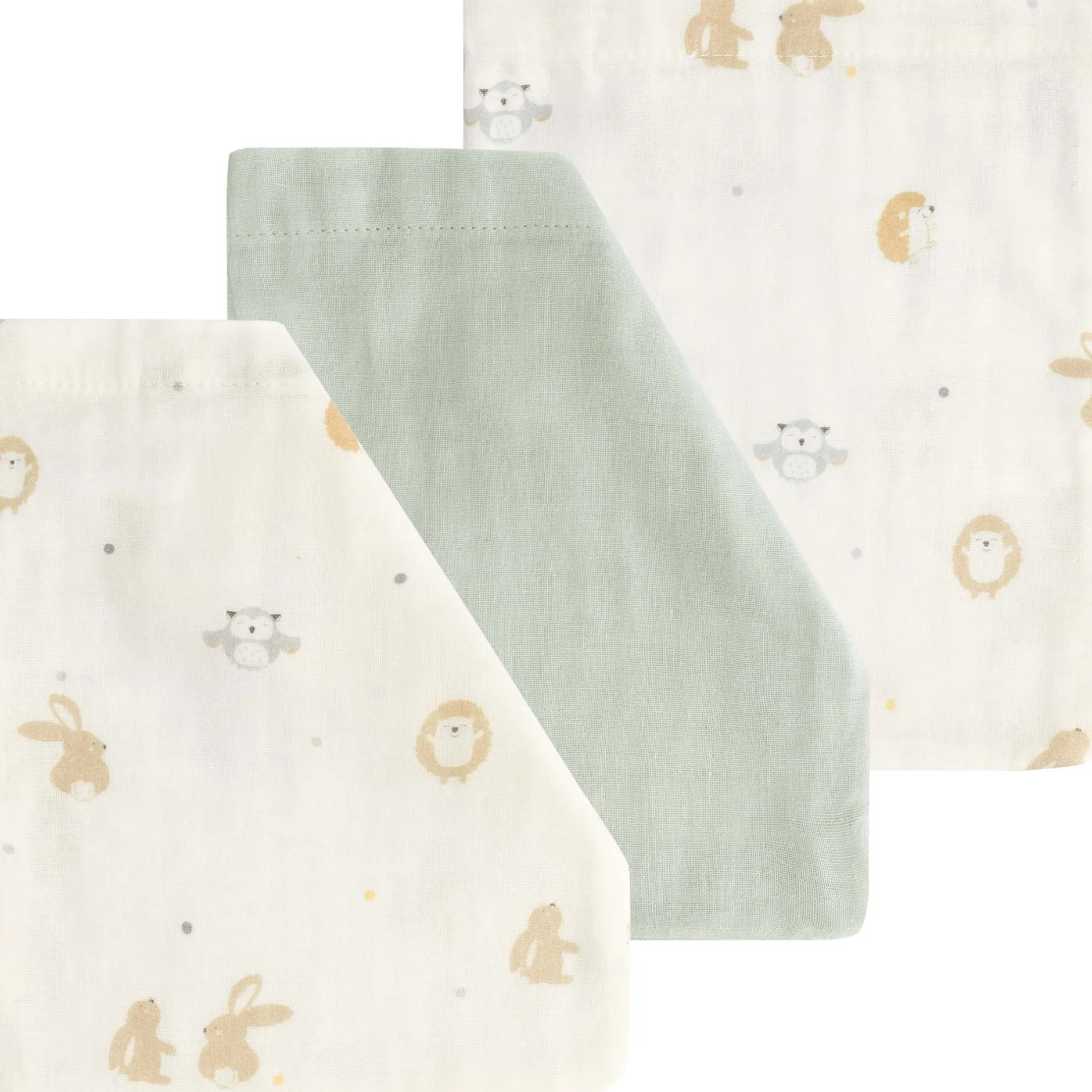 Washandjes*Prénatal hydrofiele washand kleine vriendjes 3 stuks wit