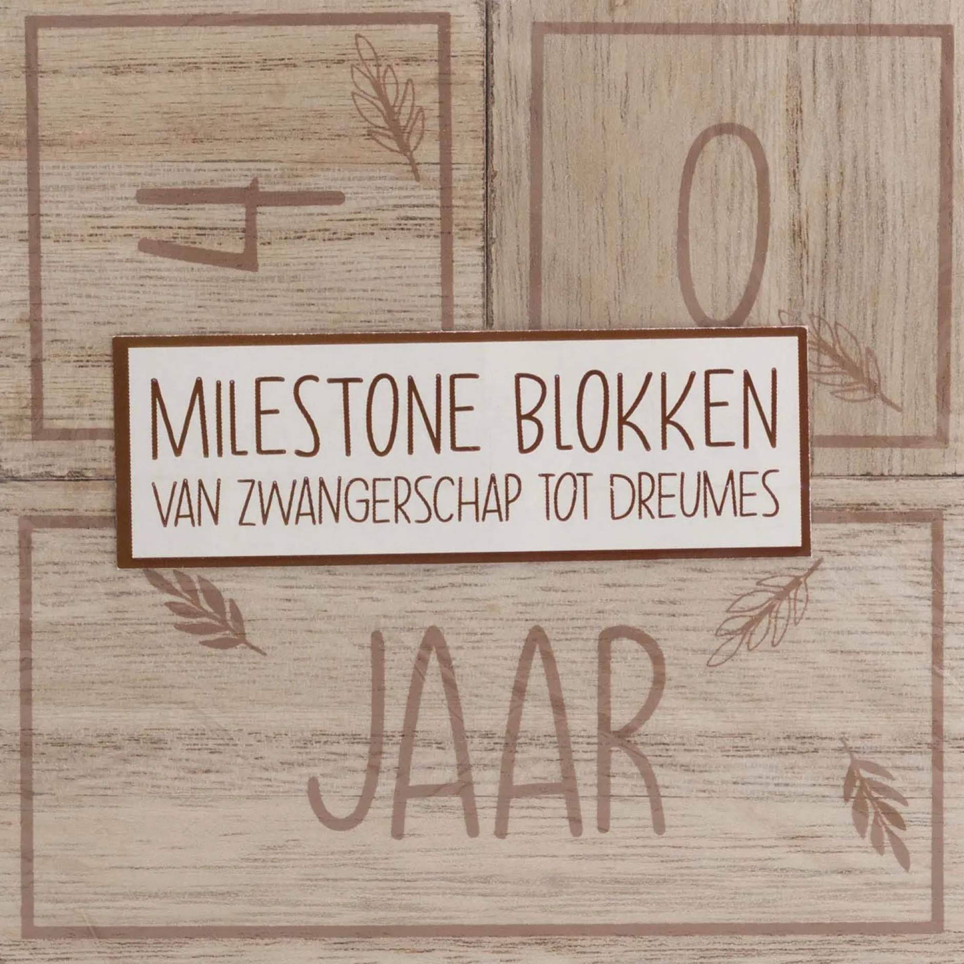 Feestartikelen|Kraamcadeaus*Prénatal milestone blokken hout Brown