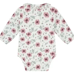 Rompers|Overslagrompers*Prénatal newborn body lange mouwen bloemen wit Ivory White