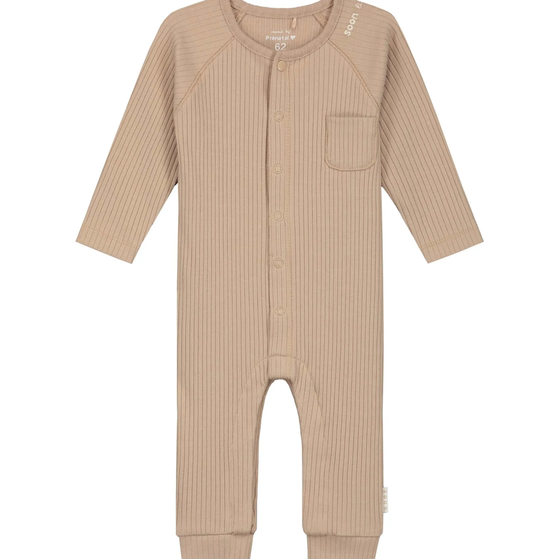 Boxpakjes|Boxpakjes & Jumpsuits*Prénatal newborn boxpakje rib lange mouwen effen taupe Soft Taupe Brown