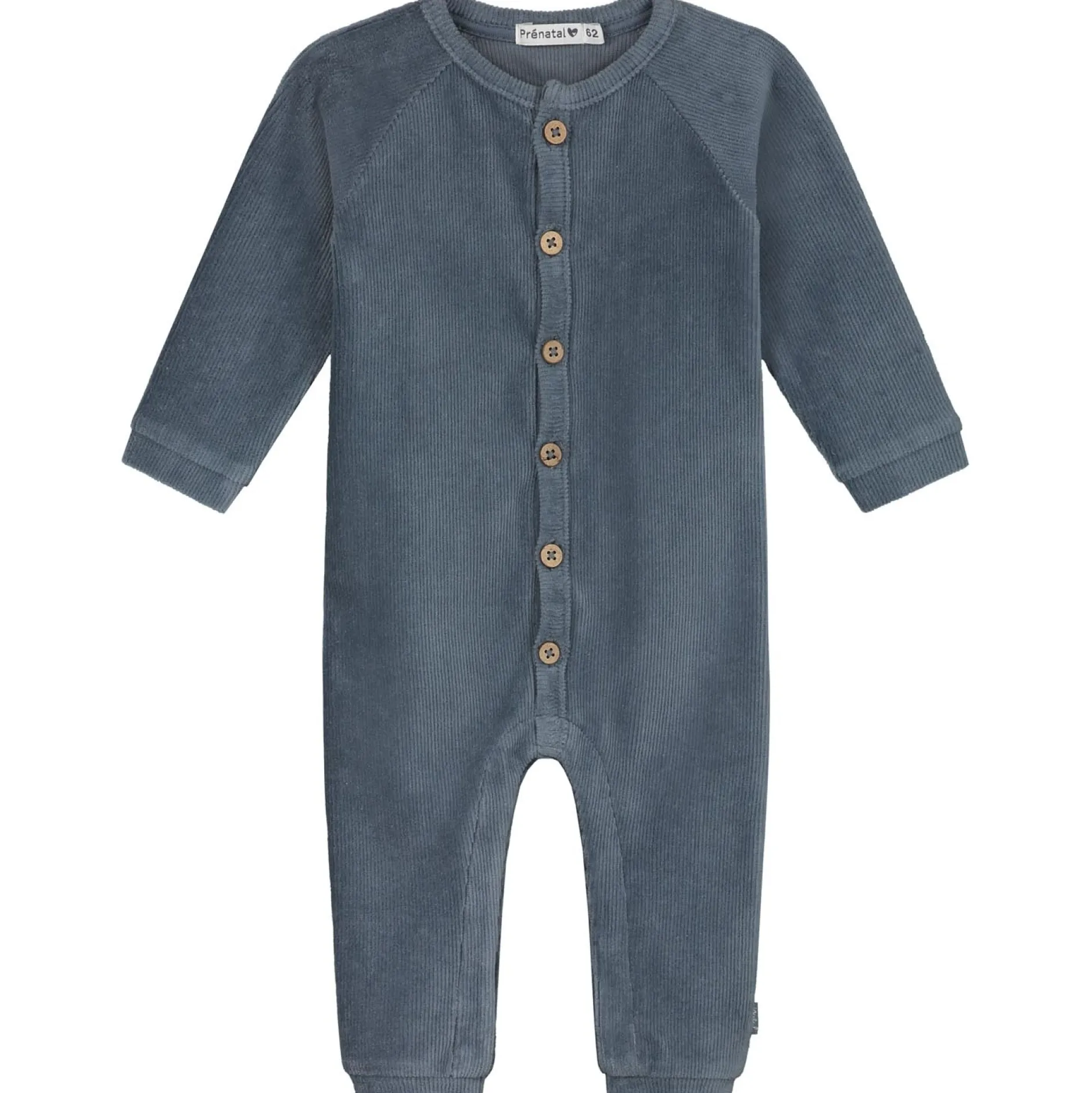 Boxpakjes|Boxpakjes & Jumpsuits*Prénatal newborn boxpakje velours lange mouwen effen blauw Steel Blue