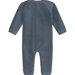 Boxpakjes|Boxpakjes & Jumpsuits*Prénatal newborn boxpakje velours lange mouwen effen blauw Steel Blue