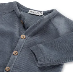 Boxpakjes|Boxpakjes & Jumpsuits*Prénatal newborn boxpakje velours lange mouwen effen blauw Steel Blue