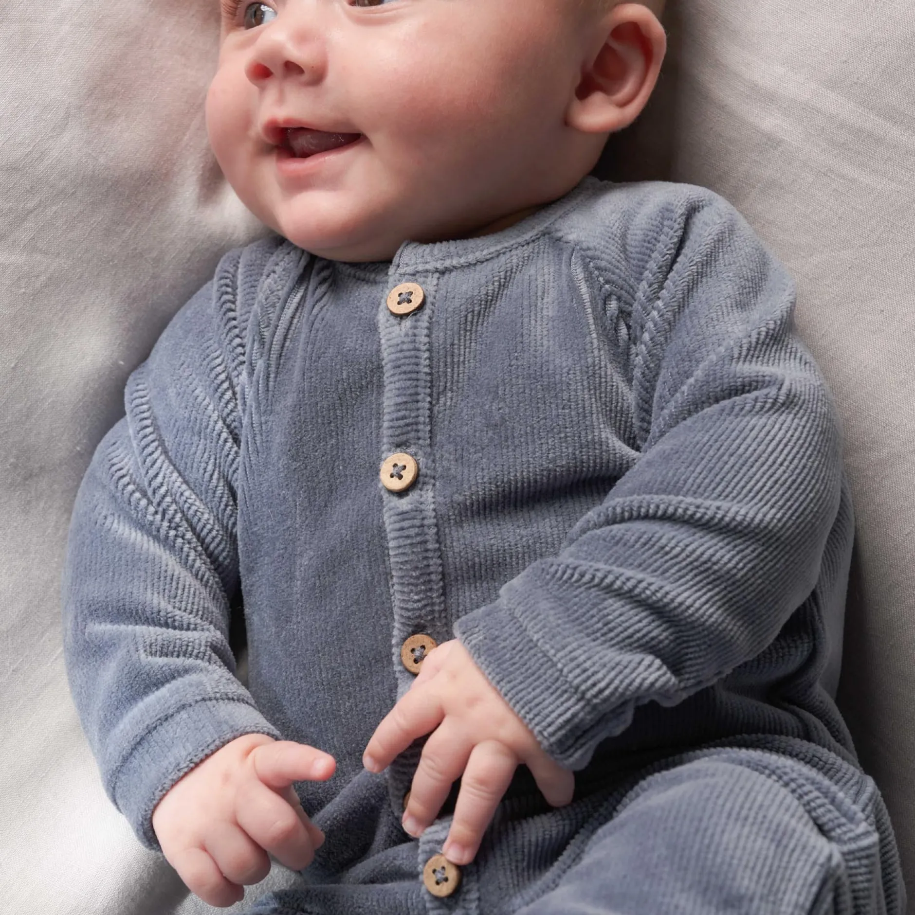 Boxpakjes|Boxpakjes & Jumpsuits*Prénatal newborn boxpakje velours lange mouwen effen blauw Steel Blue